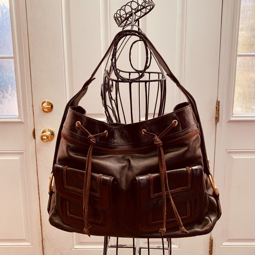 YVES SAINT LAURENT YSL SEVERINE LEATHER TOTE W DUST BAG MADE IN ITALY - Picture 2 of 16